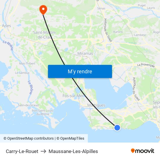 Carry-Le-Rouet to Maussane-Les-Alpilles map