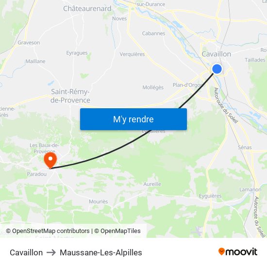 Cavaillon to Maussane-Les-Alpilles map