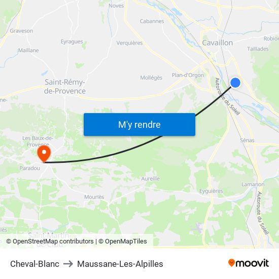 Cheval-Blanc to Maussane-Les-Alpilles map