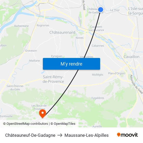 Châteauneuf-De-Gadagne to Maussane-Les-Alpilles map