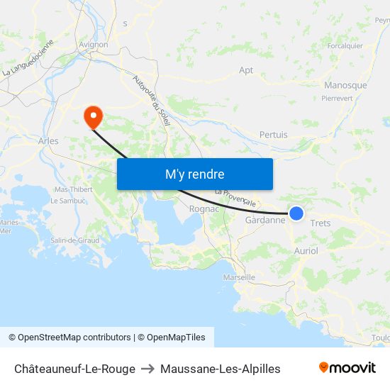 Châteauneuf-Le-Rouge to Maussane-Les-Alpilles map