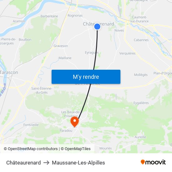 Châteaurenard to Maussane-Les-Alpilles map