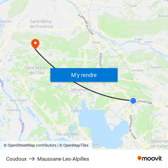 Coudoux to Maussane-Les-Alpilles map