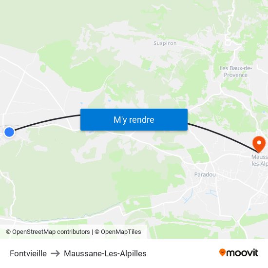 Fontvieille to Maussane-Les-Alpilles map