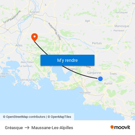 Gréasque to Maussane-Les-Alpilles map