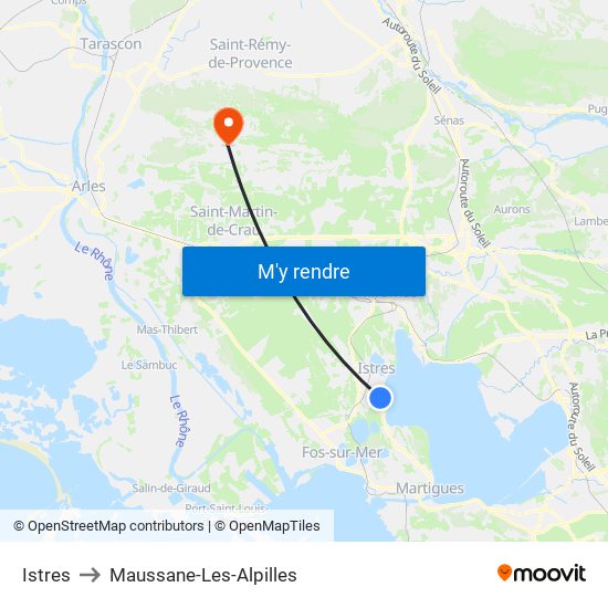 Istres to Maussane-Les-Alpilles map