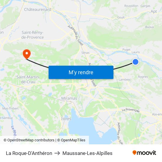 La Roque-D'Anthéron to Maussane-Les-Alpilles map