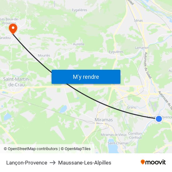 Lançon-Provence to Maussane-Les-Alpilles map