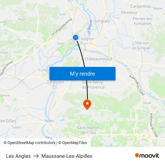 Les Angles to Maussane-Les-Alpilles map