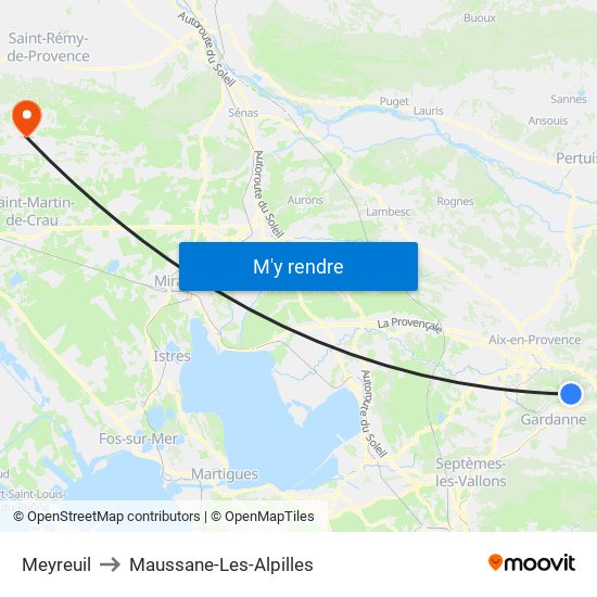 Meyreuil to Maussane-Les-Alpilles map