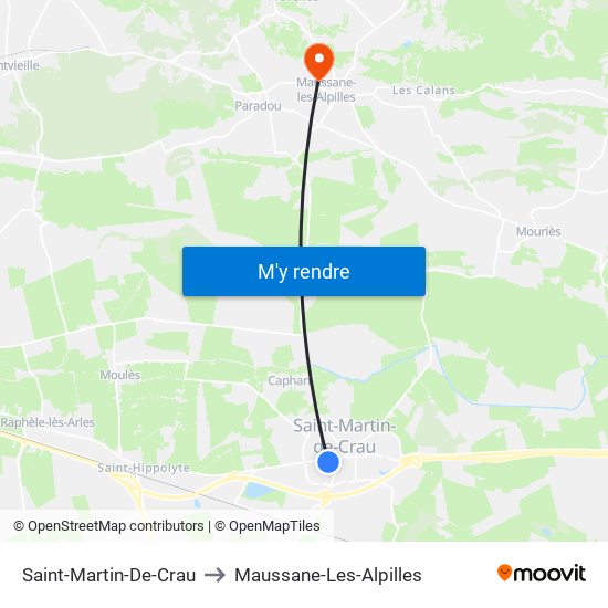 Saint-Martin-De-Crau to Maussane-Les-Alpilles map