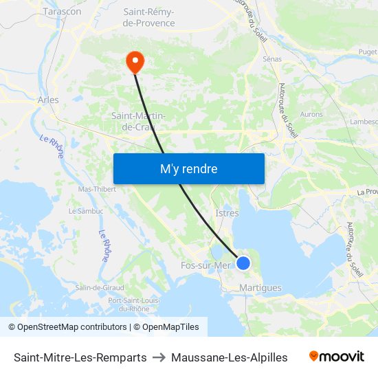 Saint-Mitre-Les-Remparts to Maussane-Les-Alpilles map