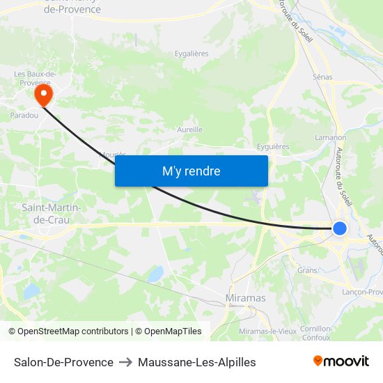 Salon-De-Provence to Maussane-Les-Alpilles map