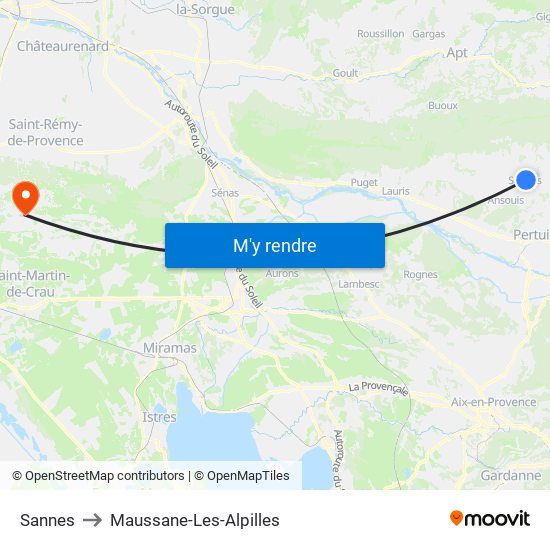 Sannes to Maussane-Les-Alpilles map