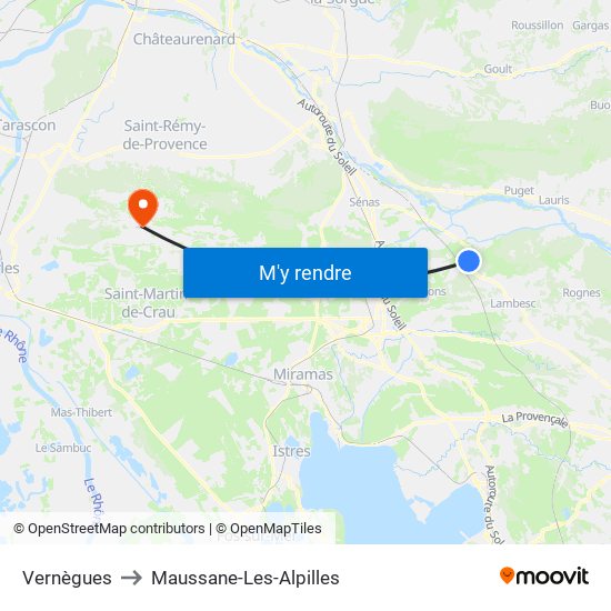 Vernègues to Maussane-Les-Alpilles map