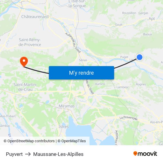 Puyvert to Maussane-Les-Alpilles map