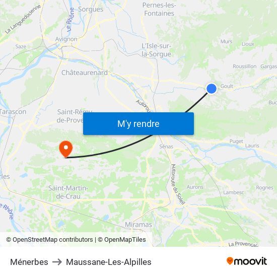Ménerbes to Maussane-Les-Alpilles map