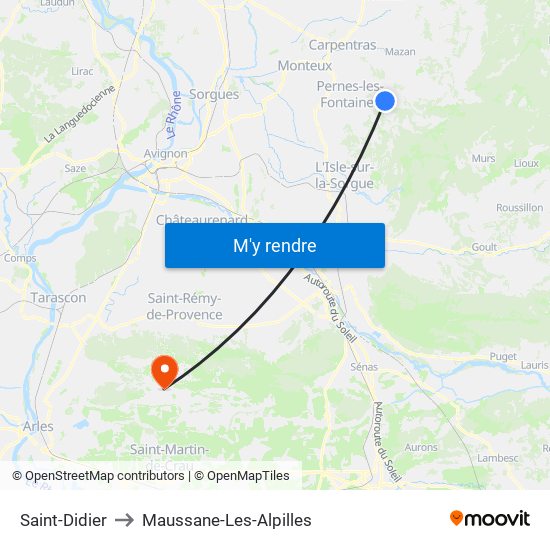 Saint-Didier to Maussane-Les-Alpilles map