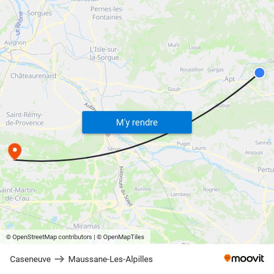 Caseneuve to Maussane-Les-Alpilles map