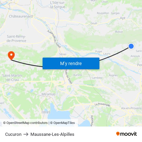 Cucuron to Maussane-Les-Alpilles map
