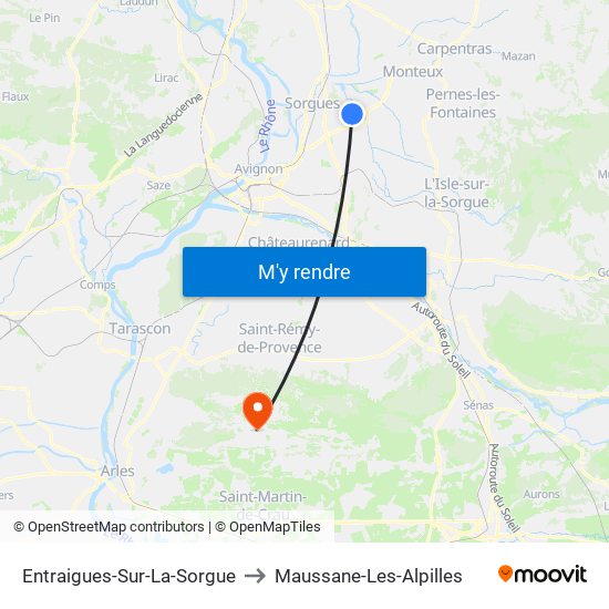 Entraigues-Sur-La-Sorgue to Maussane-Les-Alpilles map