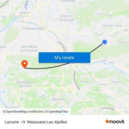 Lacoste to Maussane-Les-Alpilles map