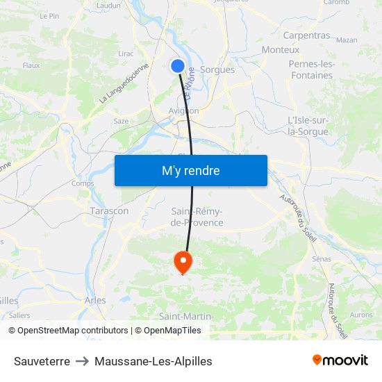 Sauveterre to Maussane-Les-Alpilles map