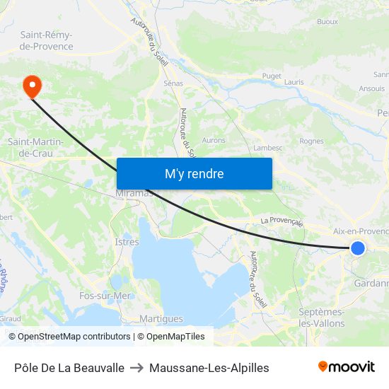 Pôle De La Beauvalle to Maussane-Les-Alpilles map