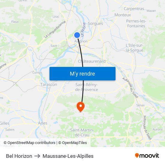 Bel Horizon to Maussane-Les-Alpilles map
