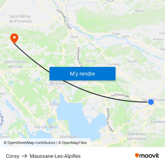Corsy to Maussane-Les-Alpilles map