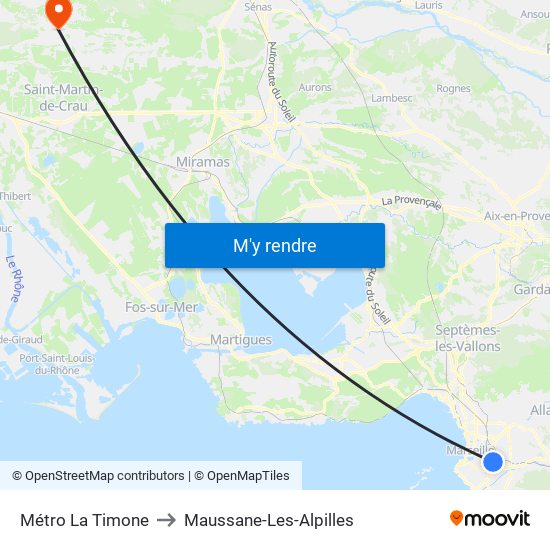 Métro La Timone to Maussane-Les-Alpilles map