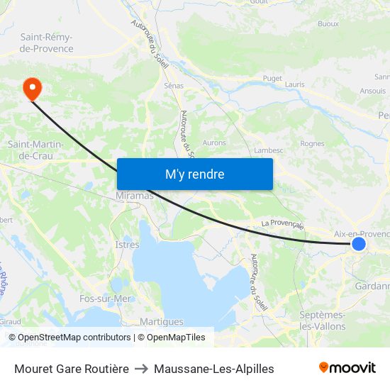 Mouret Gare Routière to Maussane-Les-Alpilles map