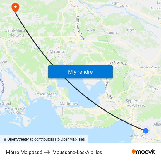 Métro Malpassé to Maussane-Les-Alpilles map