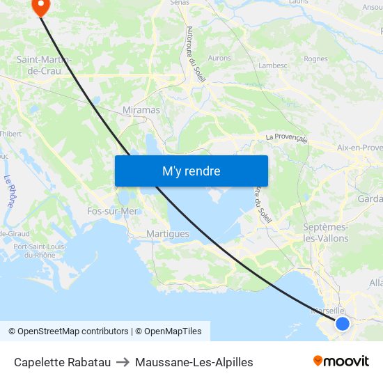 Capelette Rabatau to Maussane-Les-Alpilles map