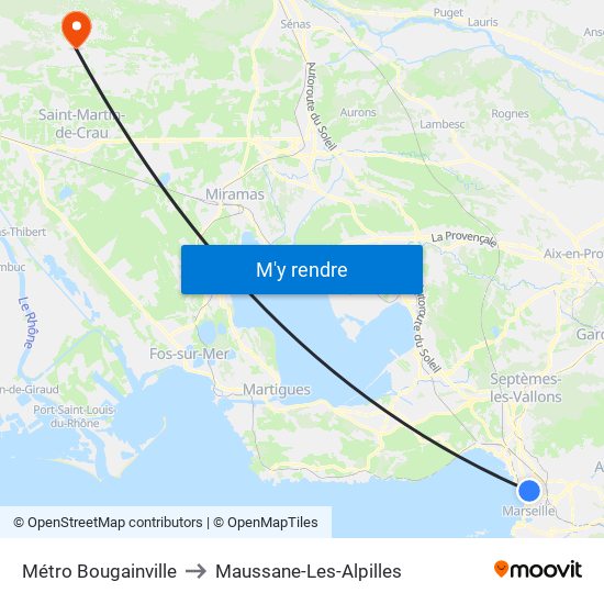 Métro Bougainville to Maussane-Les-Alpilles map