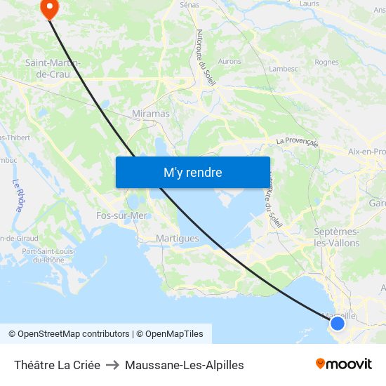 Théâtre La Criée to Maussane-Les-Alpilles map