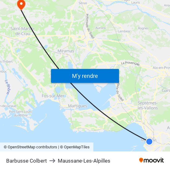 Barbusse Colbert to Maussane-Les-Alpilles map