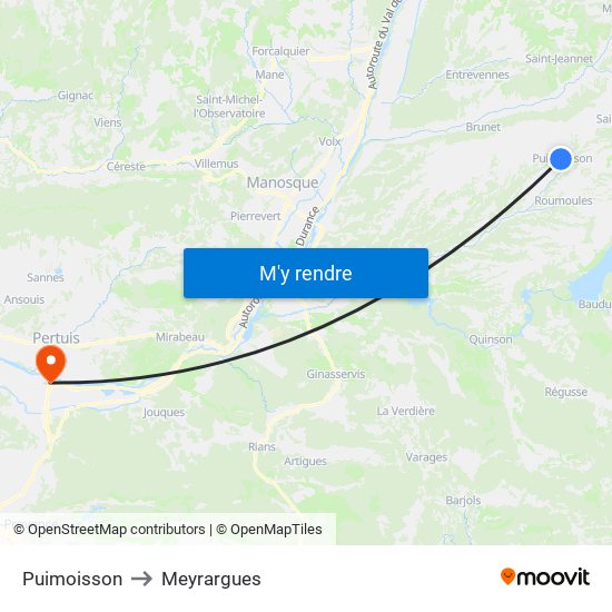 Puimoisson to Meyrargues map