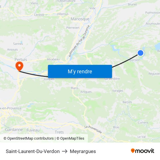 Saint-Laurent-Du-Verdon to Meyrargues map
