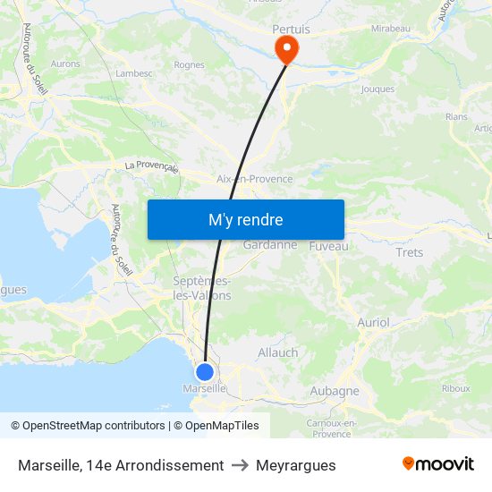 Marseille, 14e Arrondissement to Meyrargues map
