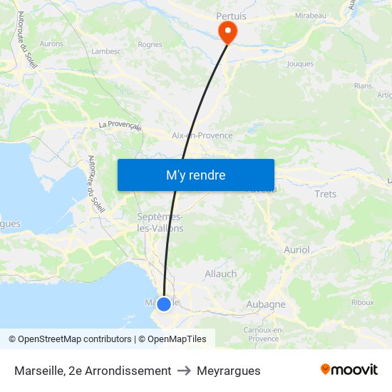 Marseille, 2e Arrondissement to Meyrargues map
