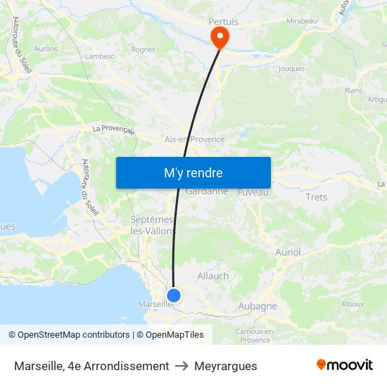 Marseille, 4e Arrondissement to Meyrargues map