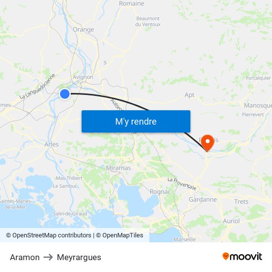Aramon to Meyrargues map