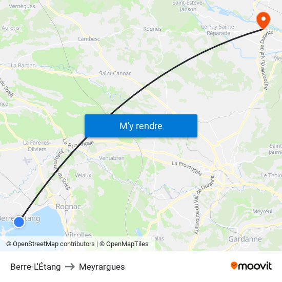 Berre-L'Étang to Meyrargues map