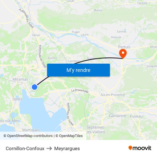 Cornillon-Confoux to Meyrargues map