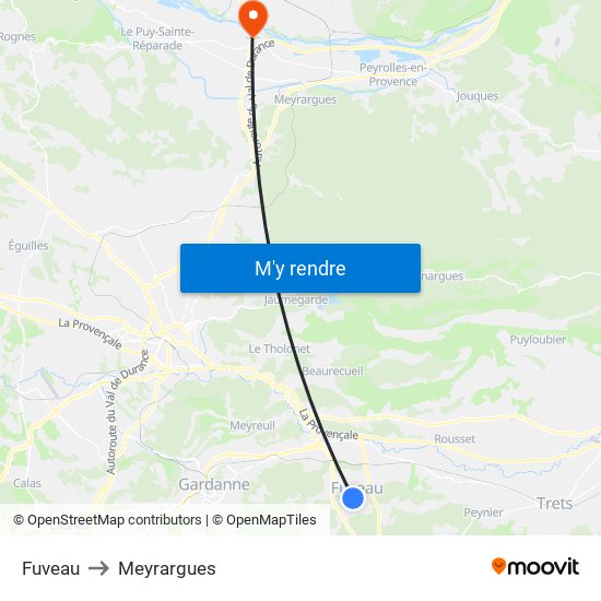 Fuveau to Meyrargues map