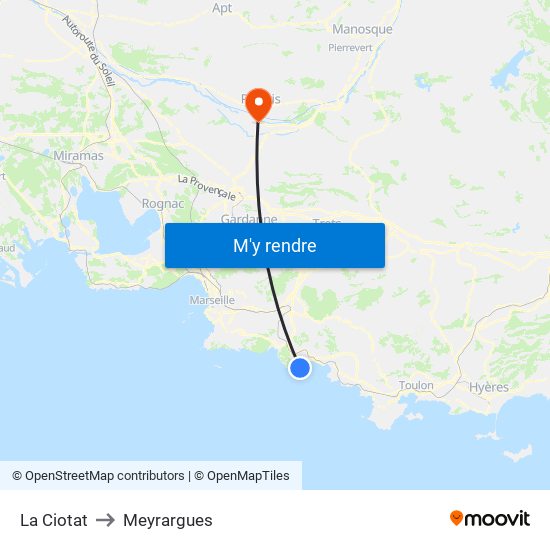 La Ciotat to Meyrargues map