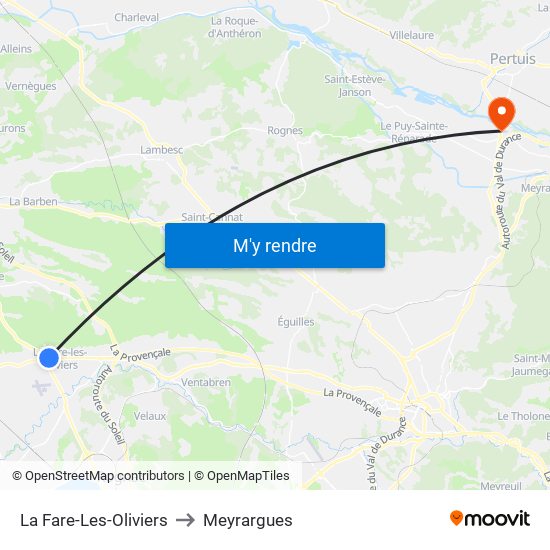 La Fare-Les-Oliviers to Meyrargues map