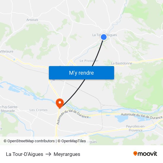 La Tour-D'Aigues to Meyrargues map