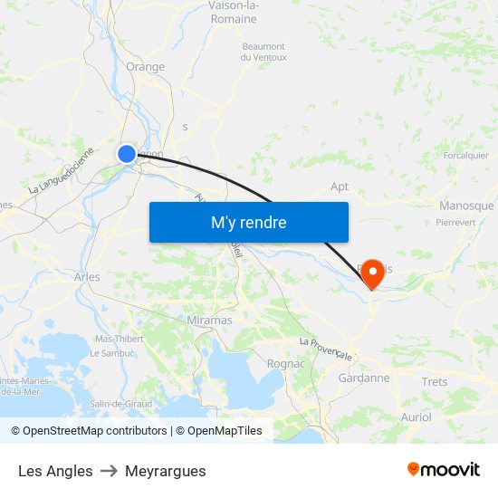 Les Angles to Meyrargues map